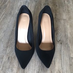 Bamboo Black Chunky Heels